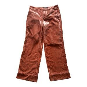 Rust Velvet Pajama Style Wide-Leg Pants